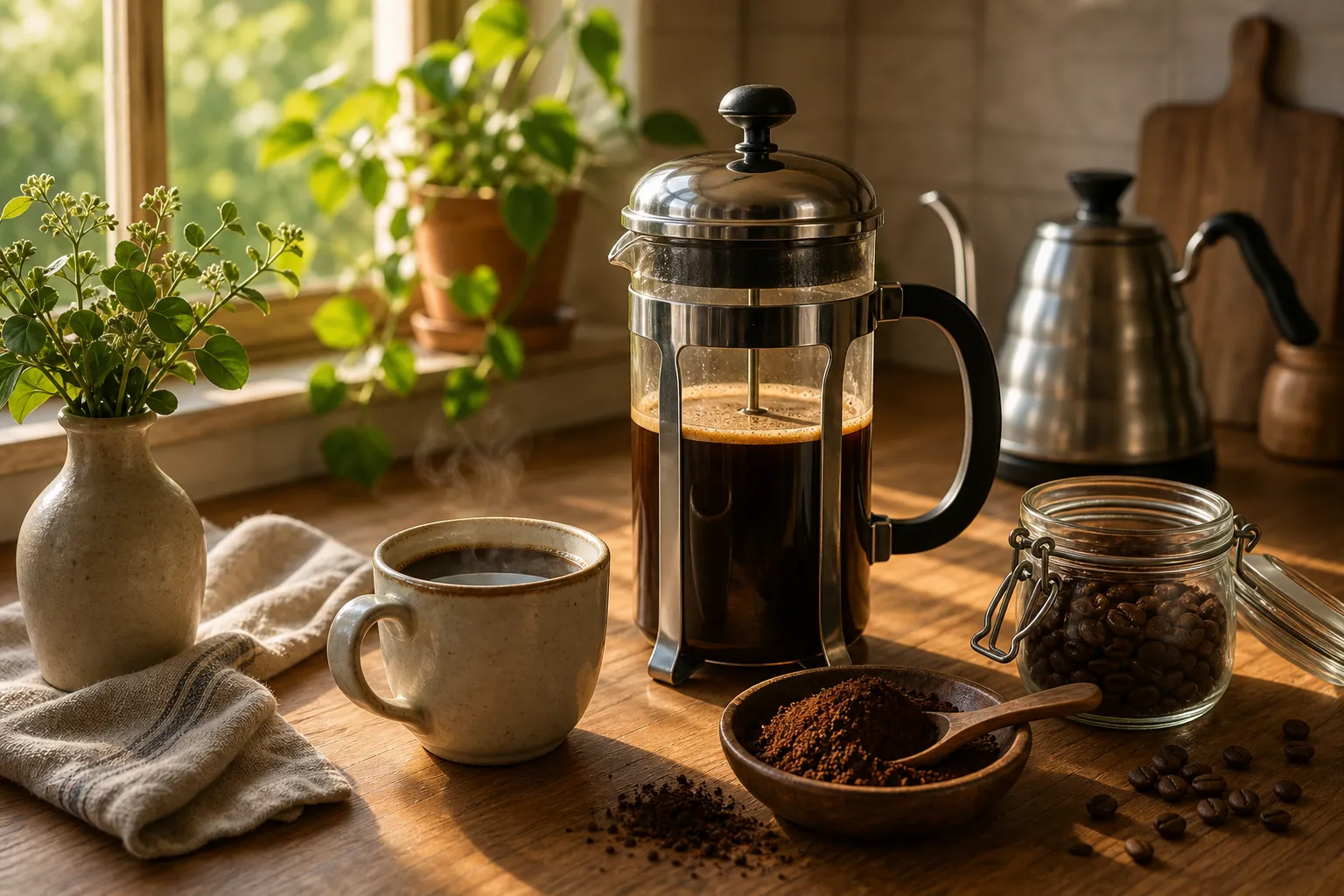 Så gör du enkelt gott presskaffe varje morgon illustration